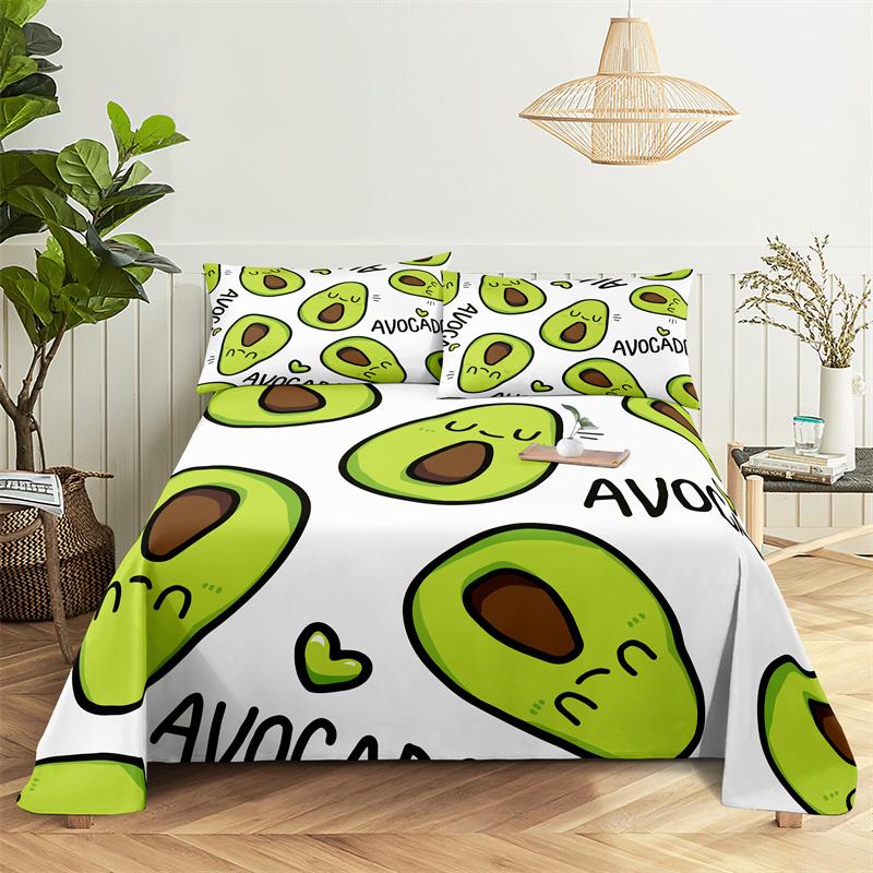 

Постельное белье Полиэстеровые простыни Мультяшный принт с фруктами Простыня Простыня с 2 наволочками Комплект простыней Комплект постельного белья размера кинг-сайз и квин-сайз 150X230cm(2Pcs)&Flat Sheet