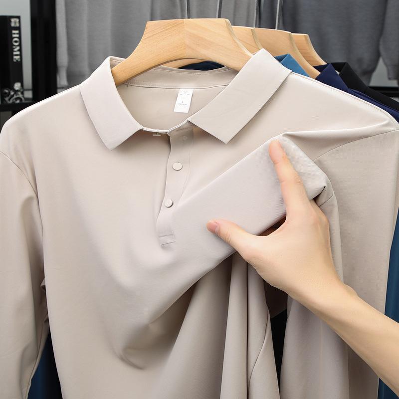Autumn Long Sleeve Men s T-Shirt Business Casual Lapel Collarpolo Top M