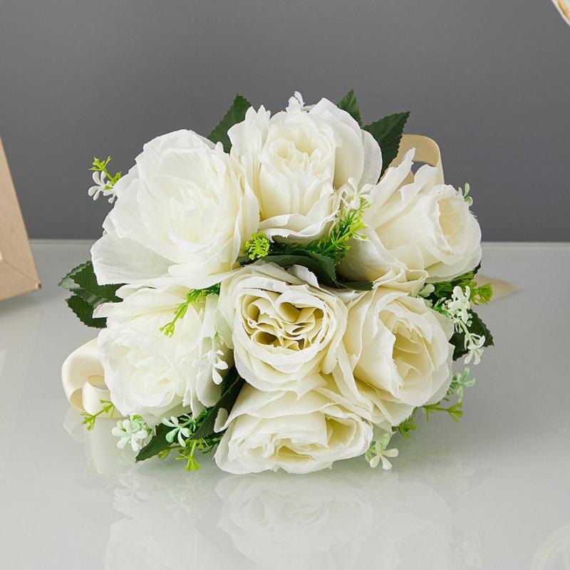 Artificial Rose Bouquets for Bride Soft Artificial Rose Bridal Bouquets Beautiful Flower Arrangement for Weddings top sale