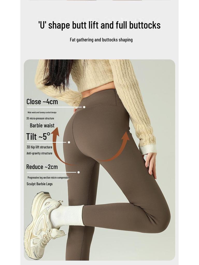 Pantalon de Yoga Chaud Taille Haute pour Femme: Leggings élastiques requin avec polaire de lapin pour l'extérieur et pour remonter les hanches