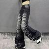 Plus Size Womens Distressed Jeans High Waist Loose Wide Leg Streetwear Denim Pants