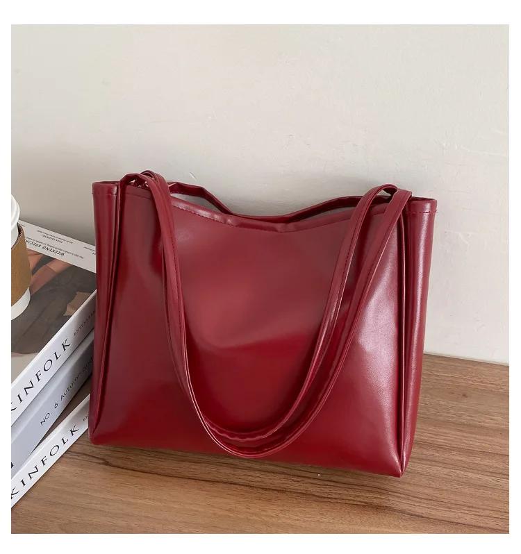 Vintage Women's Bag Large Capacity Leather Tote Handbag Korean Shoulder Bags For Female Daily Commuting