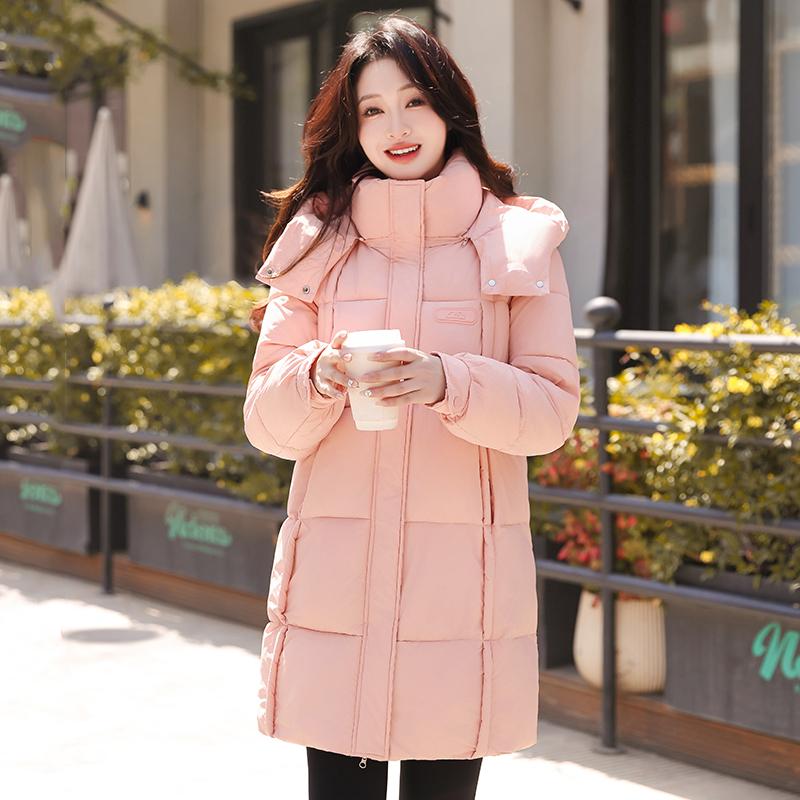 

Осень Зима Утолщенная Теплая Парка Женская Повседневная Однотонная Большой Карман Свободного Кроя Короткое Пальто Куртки Верхняя Одежда S розовый