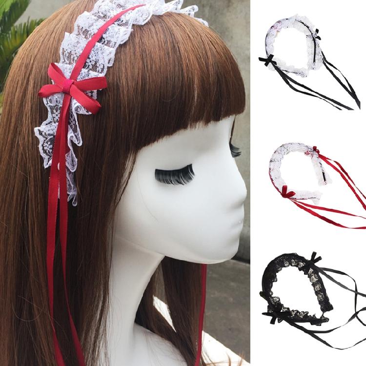 Lolita Maid Cosplay Accessoires de Cheveux Bandeau Dentelle Japonaise Ruban Headdress