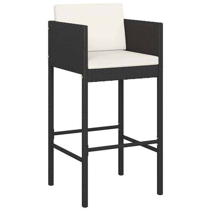 Ensemble bar de jardin - MAISON EXCLUSIVE - 5 pièces - Résine tressée - Noir - Avec coussins