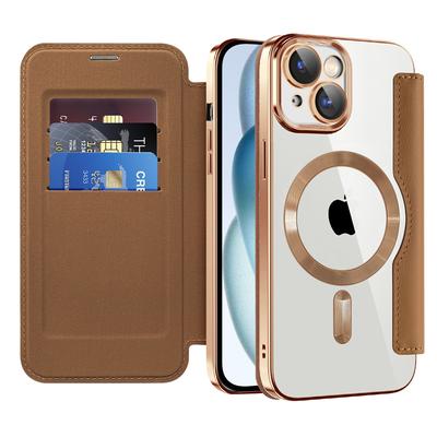 Golden Shield Business Magnetic Flip Ledertasche Geeignet für iPhone 16Plus Apple Handytasche Diebstahlschutzbürste 15ProMax
