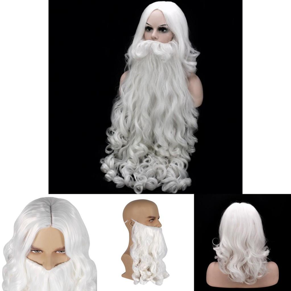 Christmas Santa Claus Beard Wig Adult Cosplay Costume Accessory High Quality Heat Resistant Synthetic Fiber