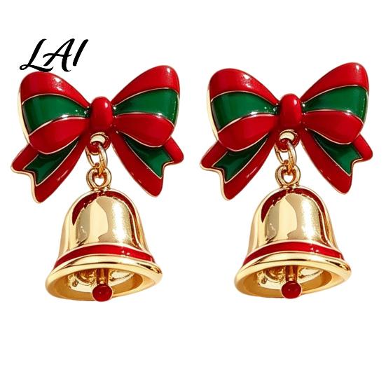 Seasonal Fashion Bell Stud Pair Jingle Jewelry 1 Dangle Drop Earrings for Women, Small
