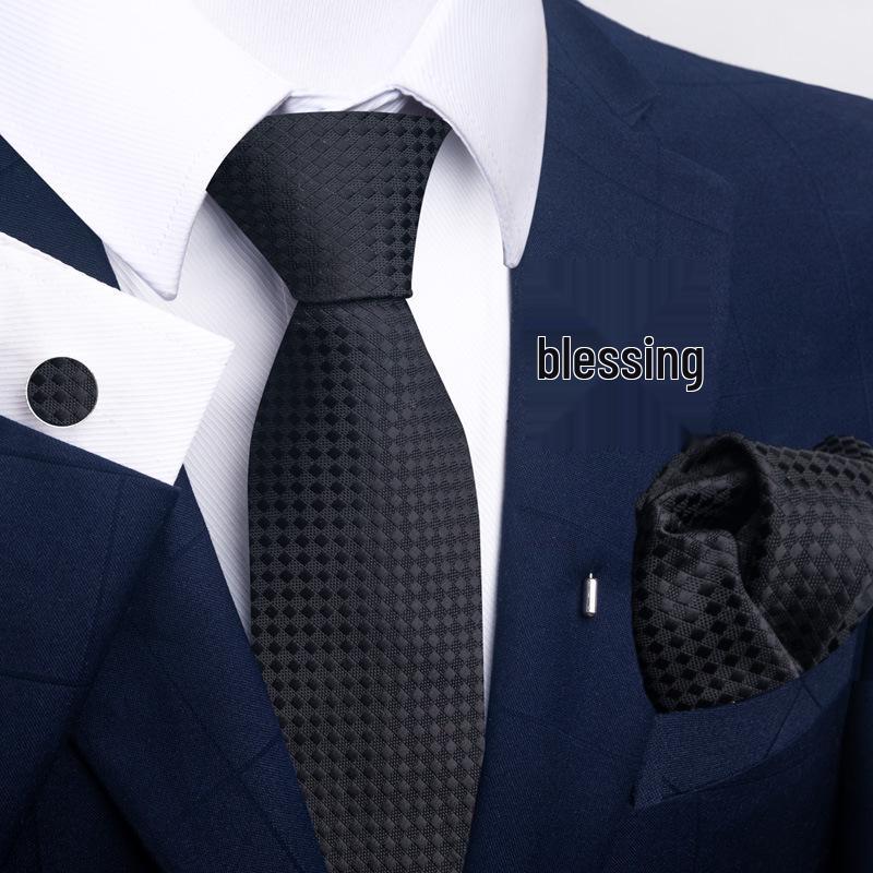 Brown Paisley Men's Tie, Pocket Square, Cufflinks & Boutonniere Set for Business Formal Wear.