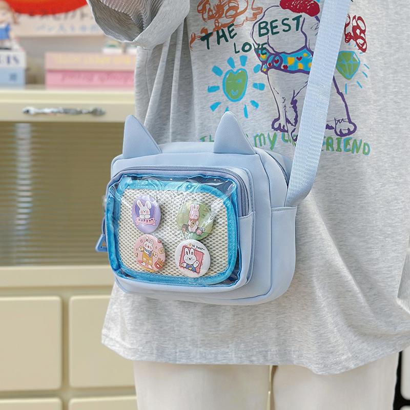 Ins Style Fashionable Transparent Rabbit Ear Pain Bag Fresh and Sweet Student Messenger Bag Cute Versatile Mobile Phone Bag