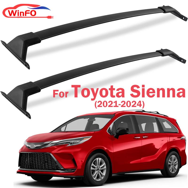 Поперечные дуги для Toyota Sienna 2021 2022 2023 2024 Алюминиевые рейлинги на крышу Поперечные дуги Грузовые дуги Каноэ Велосипед Каяк Автомобиль Сноуборд Крыша автомобиля for MY 2021-2024