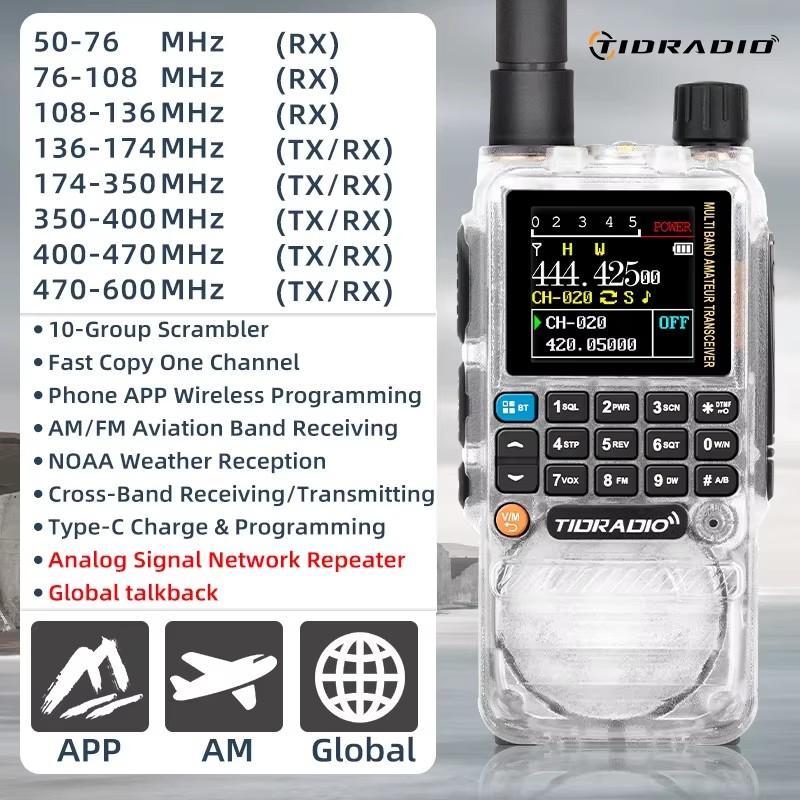 TIDRADIO H3 Plus Radio Lange Afstand Walkie Talkie Geüpgradede Bluetooth Functies Luchtvaartband Draadloze Programmering Meertalig EURO