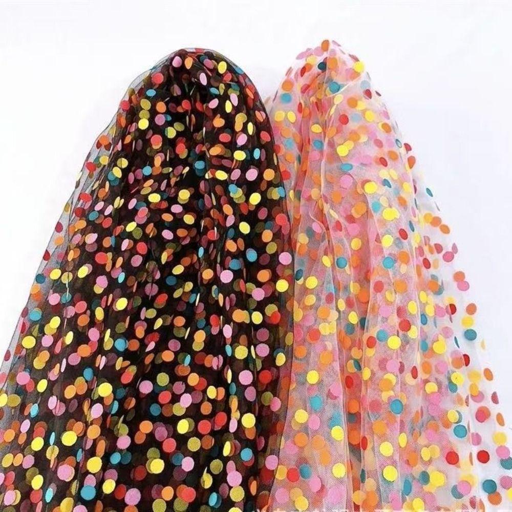 New Design Colorful Polka Dot Tulle Fabric Soft Lightweight Mesh Fabric Polyester Sheer Gift Packaging Fabric Flower Bouquet