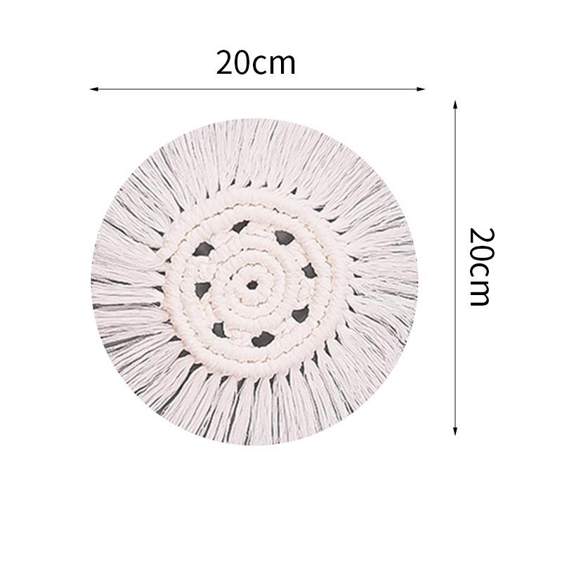 White Tassel Hand-woven Cotton Rope Coaster Nordic Style Insulation Mat Table Top Simple Decorative Mat Drinkware Coaster