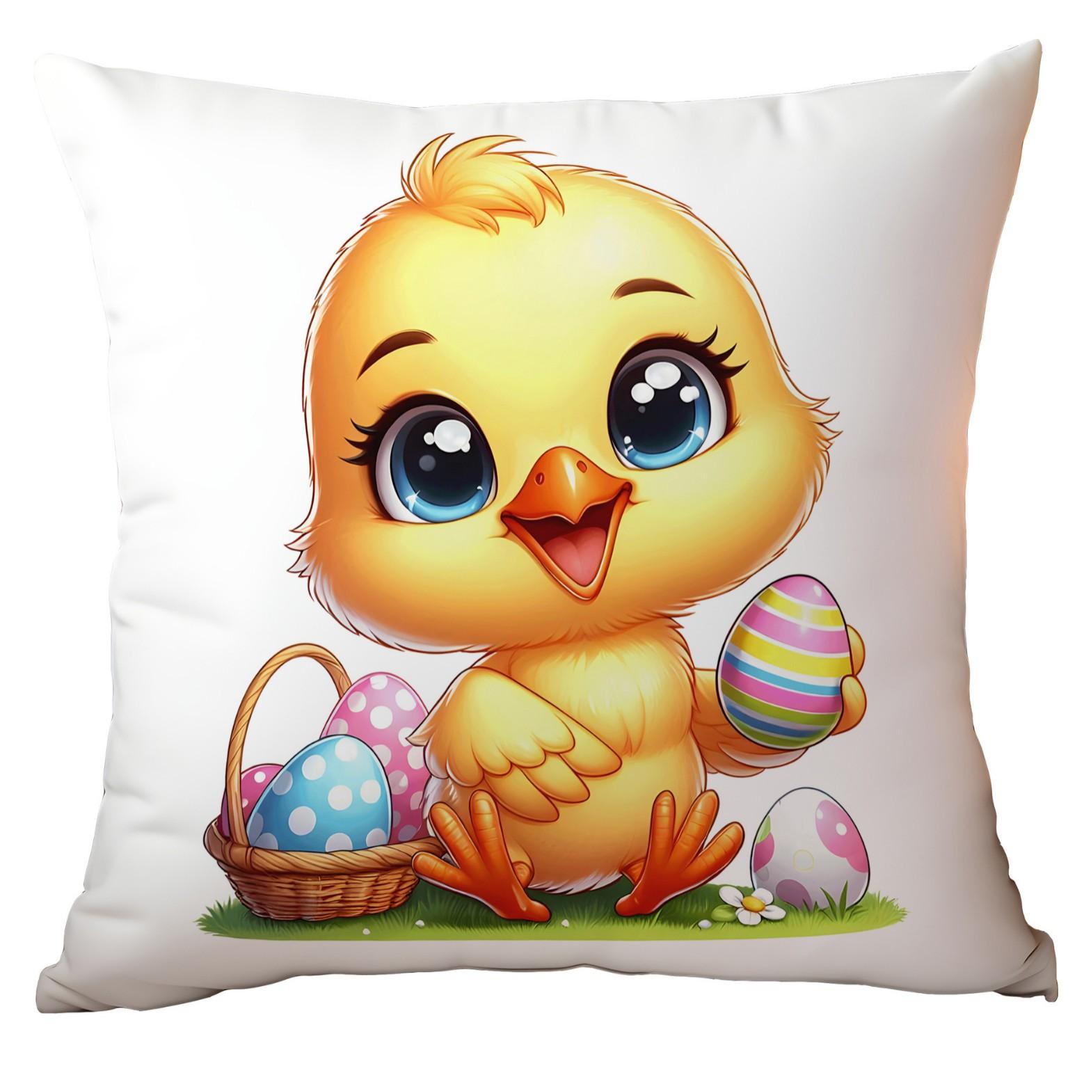 

Новая пасхальная наволочка Мультяшная забавная наволочка для подушки с принтом цыпленка Декорация 45 * 45Cm