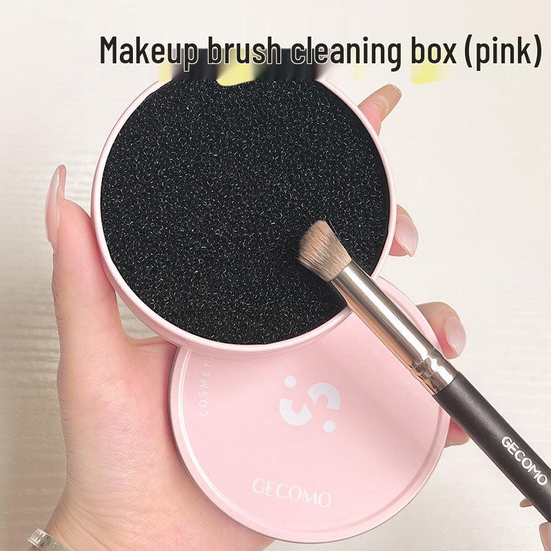 GECOMO No-Rinse Makeup Brush Cleaning Box with Sponge - Quick Powder Removal Tool