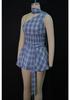 2026 Summer Off-Shoulder Halter Plaid Skirt Set - European & American Women's Fashion