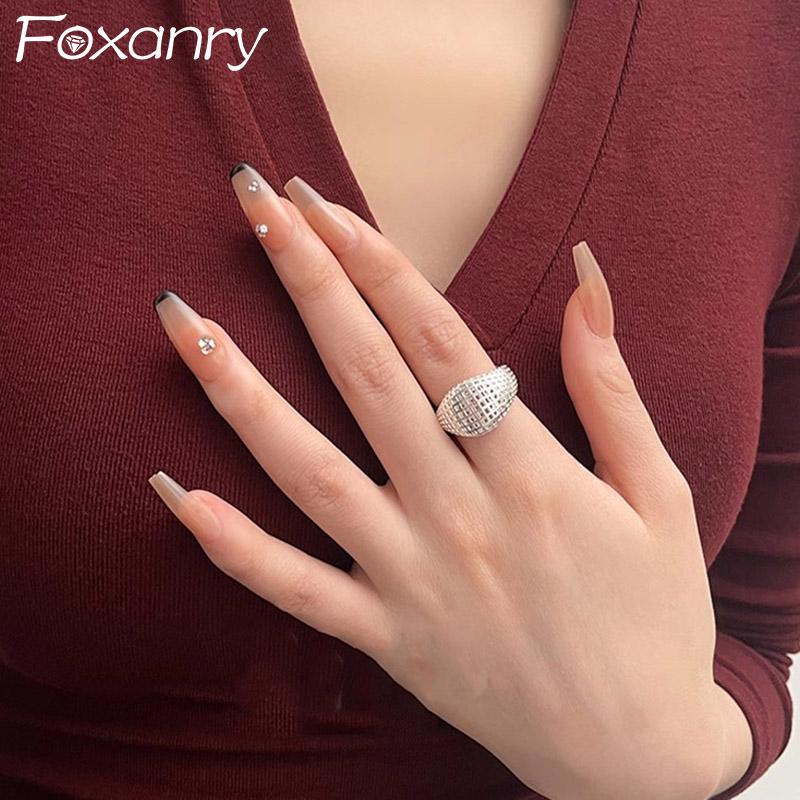Foxanry Hollow Geometric Rings For Women Couples Minimalist Creative Classic Personality Trendy Party Jewelry Accessories Gifts