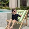 New Girls' Black Split Swimsuit: Cute, Cool, and Sunscreen Beachwear for Little Princesses