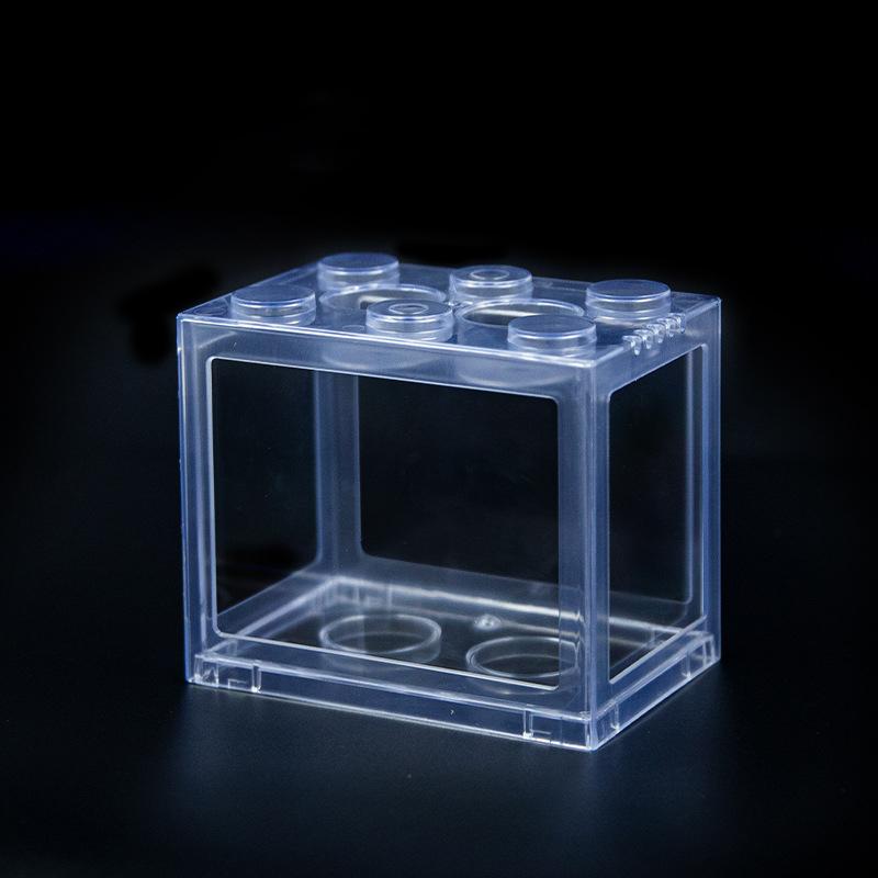 1Pc Home Block Fish Tank Fighting Fish Tank Small Desktop Mini Fish Tank Stackable Creative Design Aquarium
