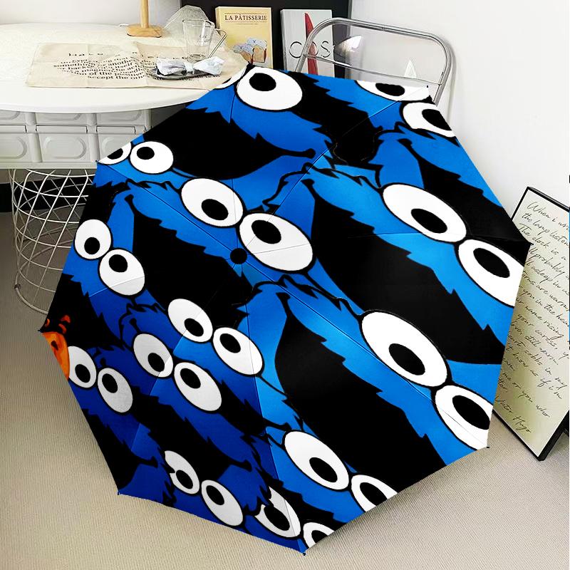Elmo And Cookie Sesame Friends Umbrella Folding umbrella, automatic umbrella 8-Frame for Travel, camping Use Gift for Halloween Christmas