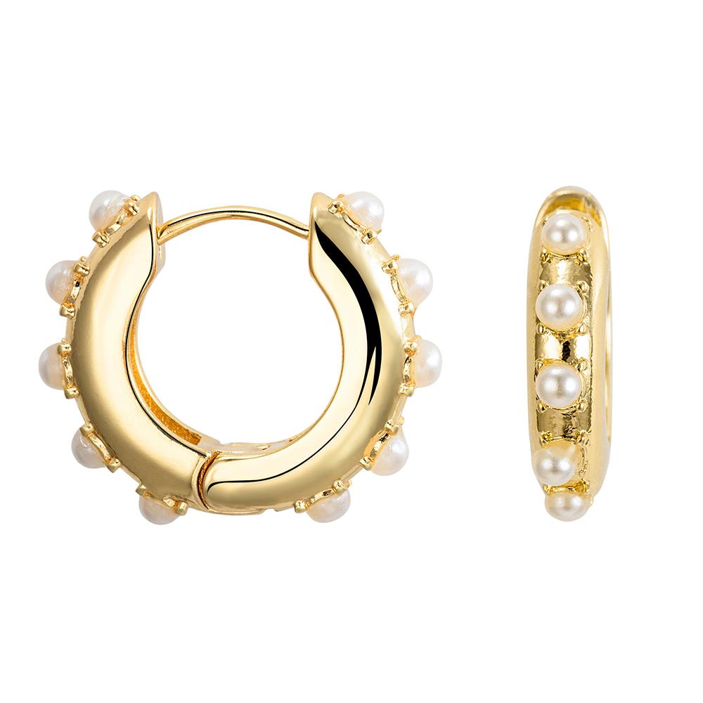 2022 New Pearl Small Circle Hoop Earrings for Women Gold Plated Piercing Ear Buckle Huggies Pearls Eardrop Minimalist Zircon