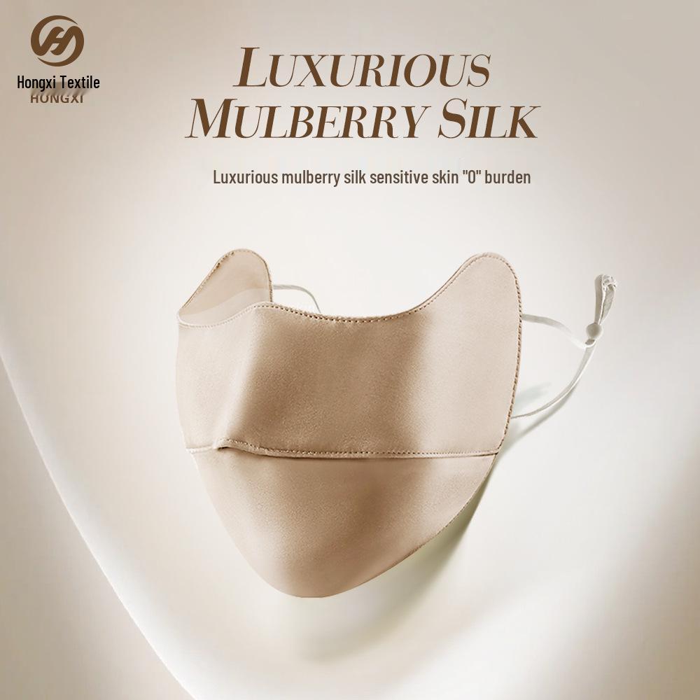 Women's Mulberry Silk UV Protection Face Mask - Breathable, Dustproof, Cycling-Friendly with Sunshade Eye Corner Protection