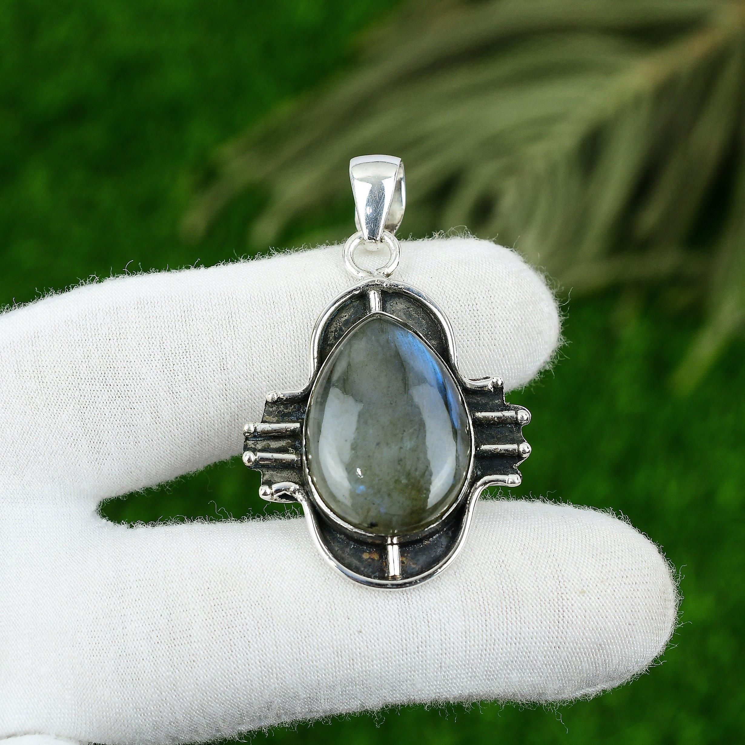 

Сделка ко Дню женщин Лабрадорит Драгоценный камень 925 Стерлинговое серебро Ручной работы Новый кулон