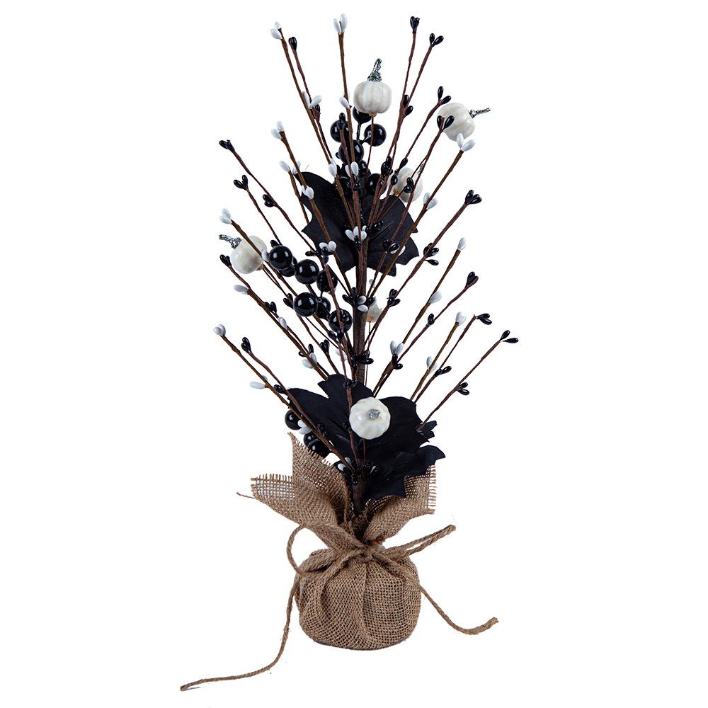 Simulated Halloween Tree Black Spider Crow Berry Festive Decoration Ornament