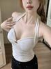 #Summer New Spice Girl Style Metal Buckle Neck Vest Slim One-piece Chest Pad Versatile Top