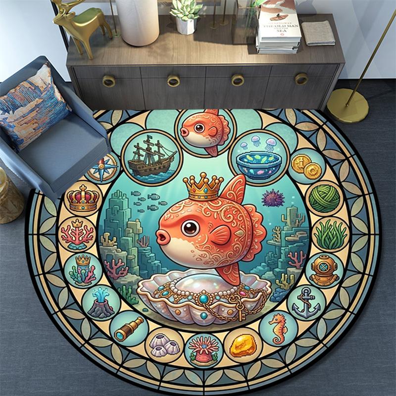 Underwater Kingdom Round Area Rug Under Office Chairs Bedroom Living Room Home Decor