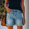 Women's Distressed Denim Shorts Mid Rise Raw Hem Casual Summer Jean Shorts
