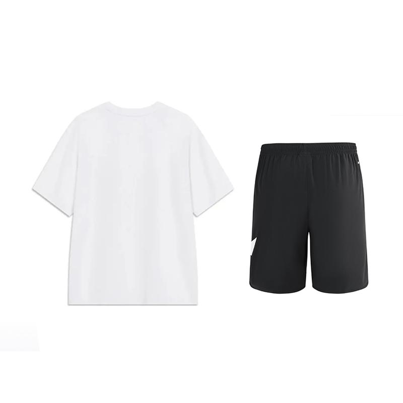 Li Ning Cartoon Big Logo Letter Round Neck Comfortable Fashion Short Sleeve Casual Sports Suit Unisex suit YHSU221-2+YKSU157-2