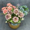 Simulated 7-head Hibiscus Rose Bouquet for Home Decoration, Wedding Scene Arrangement, Handcrafted Artificial Flower Ornaments