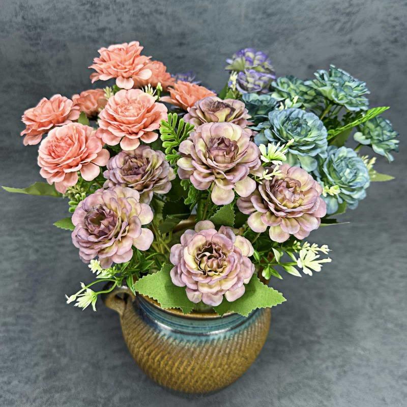 Simulated 7-head Hibiscus Rose Bouquet for Home Decoration, Wedding Scene Arrangement, Handcrafted Artificial Flower Ornaments