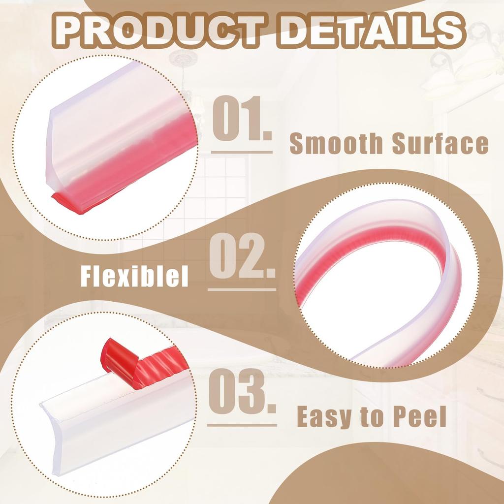 PATIKIL Folding Shower Threshold Water Dam Guard Shower Stopper Barrier Sink Splash Guard L Shape for Frameless Shower Door Bottom Clear 118"