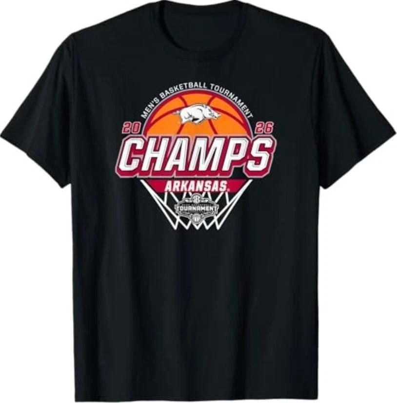 Arkans@s Men#039s Basketball SEC Champs 2026 Black TShirt Reprint Unisex T-Shirt S