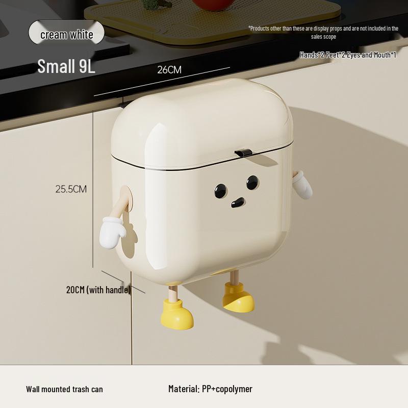 

Настенное водонепроницаемое мусорное ведро с крышкой, большой вместимости, милый дизайн для кухни/ванной комнаты