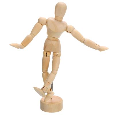 PATIKIL 4.5-inch Wooden Drawing Doll, Artist Painting Doll Model with Movable Joints, Sketching, Laying Figure, Painting, Drawing, Decoration