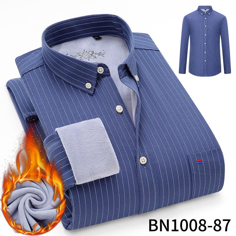 Men's Thick Fleece-Lined Oxford Long-Sleeve Shirt - Warm and In Stock