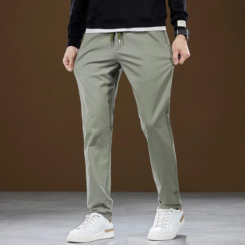 Mens Pants Cotton Casual  Stretch Male Trousers Man Long Straight High Quality Plus Size Pant Suit