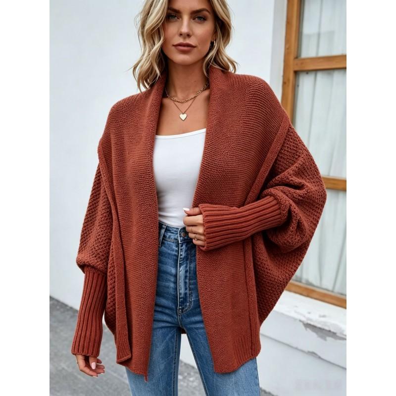 Womens Oversized Batwing Sleeve Knit Cardigan Sweater Solid Color Fall Winter 2026