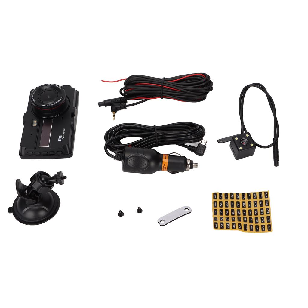 Car Dash Camera 1080P FHD Night Vision Motion Detection Loop Recording Front Rear Driving Recorder