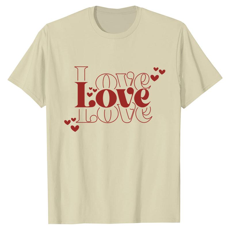 Funny Valentine Printed Couple's Versatile Casual Top Fashion High Street T-Shirts Women’s