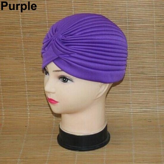 Women Stretchy Head Wrap Band Chemo Bandana Pleated Headwear Decor
