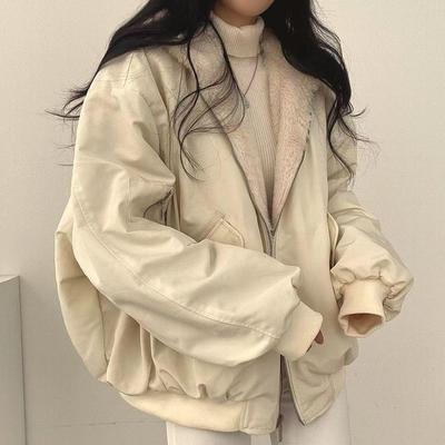 2024 Reversible Cotton Padded Women's Winter Bomber Jacket with Hood and Fleece Lining