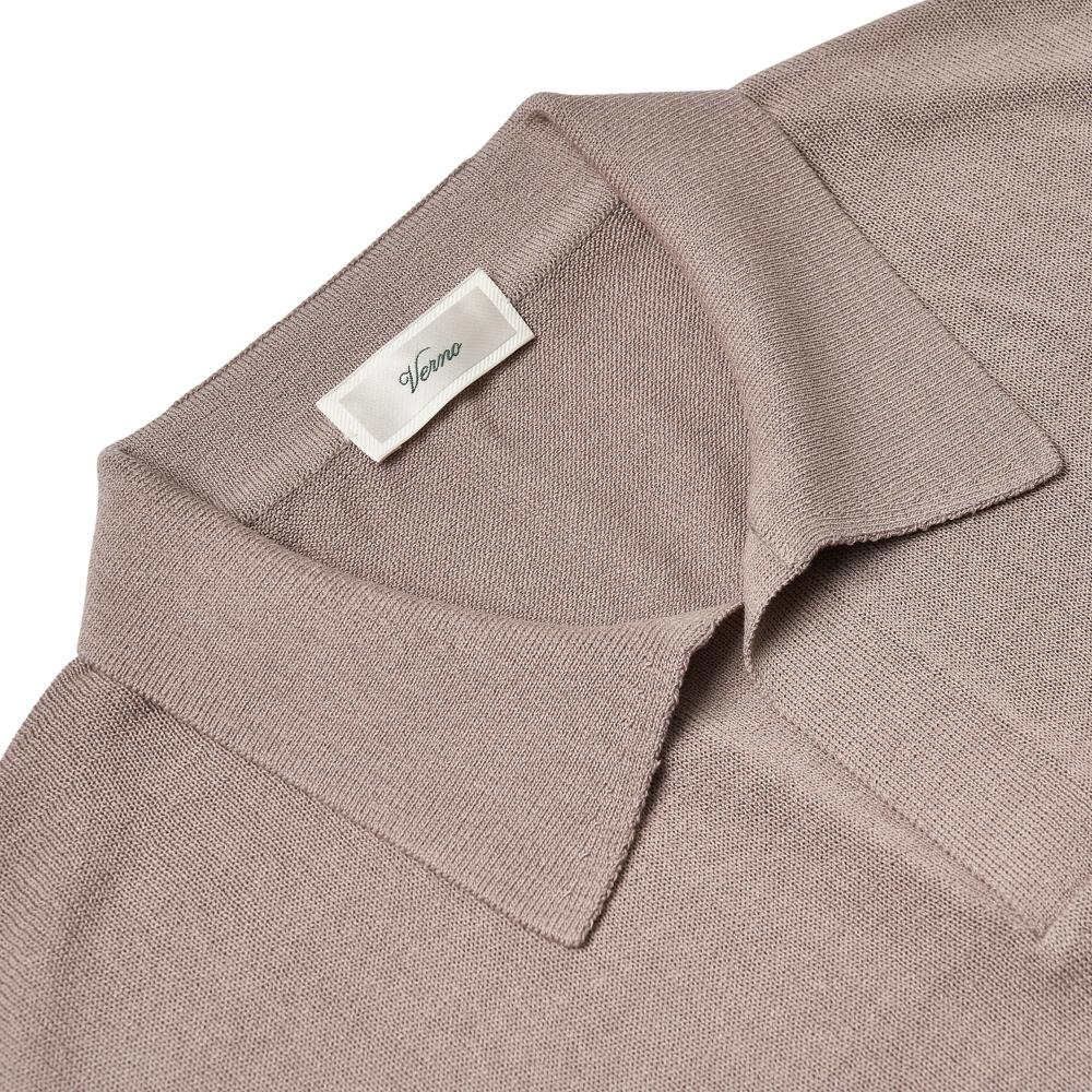 VERNO Linen Like Open Collar Knit Gray