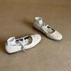 Sheepskin Version~ Round Head Mary Jane Shoes with One-word Buckle Strap Versatile Shallow Mouth Flat Sole Shoes Grandma Shoes