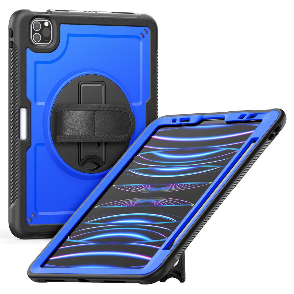 Tablet Case For iPad Air (2022)/(2020)/Pro 11 (2022)/(2021)/(2020)/(2018) Kickstand PC + TPE Cover with Hand Strap