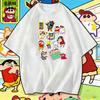 2026 Summer Comic Form Crayon Shinchan Image 100 Cotton Printed Oversize Casual Tshirt Adult Children Parentchild Top Y2k